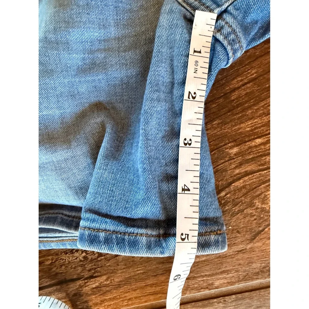 7 For All Mankind Paperbag Waist Denim Shorts Light Wash Blue Belted Size 27